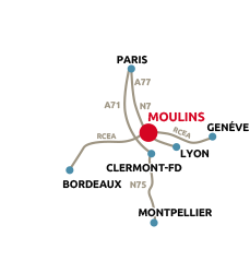 Carte de situation de l'office de tourisme de Moulins